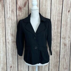 Ambition Black Cotton Blazer w/Oversized Buttons Large